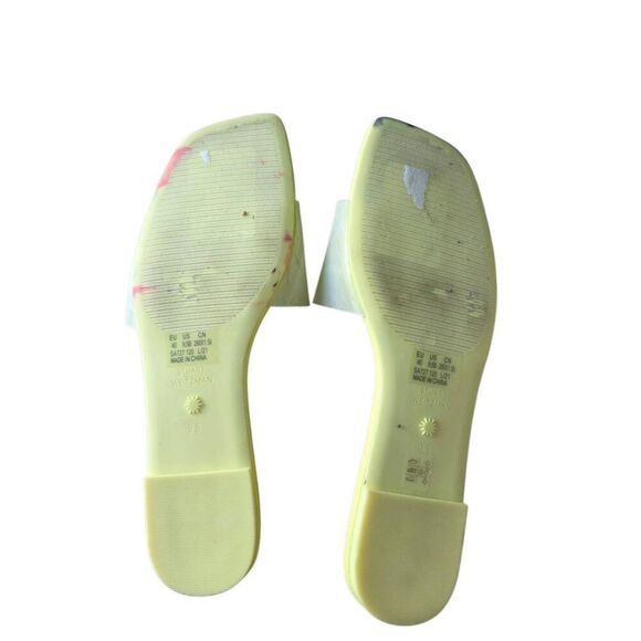 Stuart Weitzman Sandals  Eletric Lime Size 9.5 Summer Flats Clear Strap - Picture 7 of 7